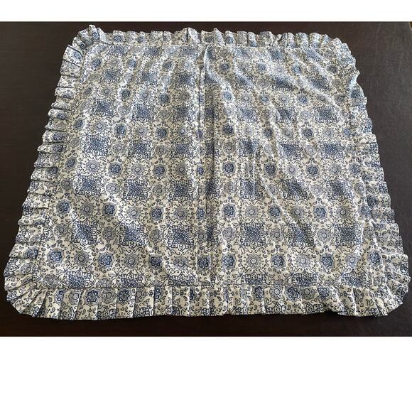 Nobility 3-Pc Blue Paisley Ruffle & Patchwork Floral Pillow Sham Set Cotton - Picture 2 of 12